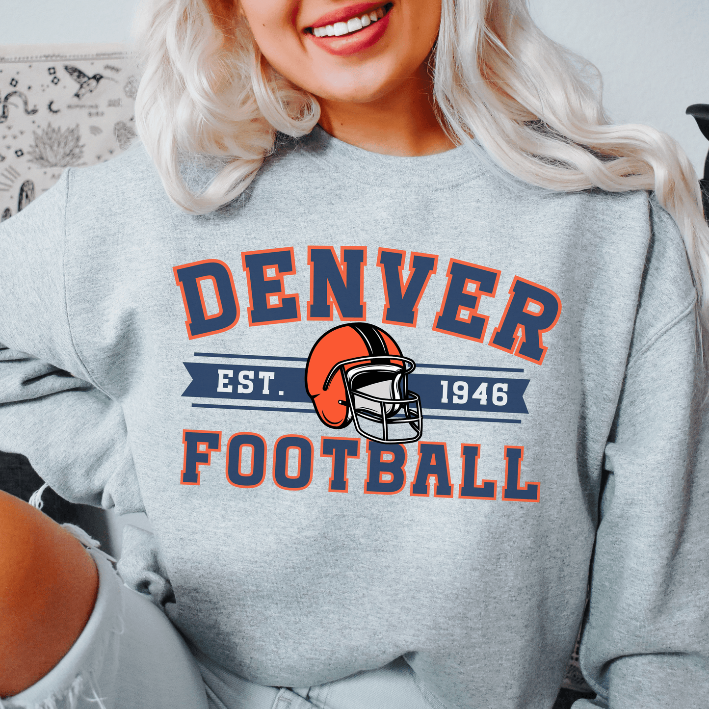 Vintage Denver Football Sweatshirt - Happy Place Studio
