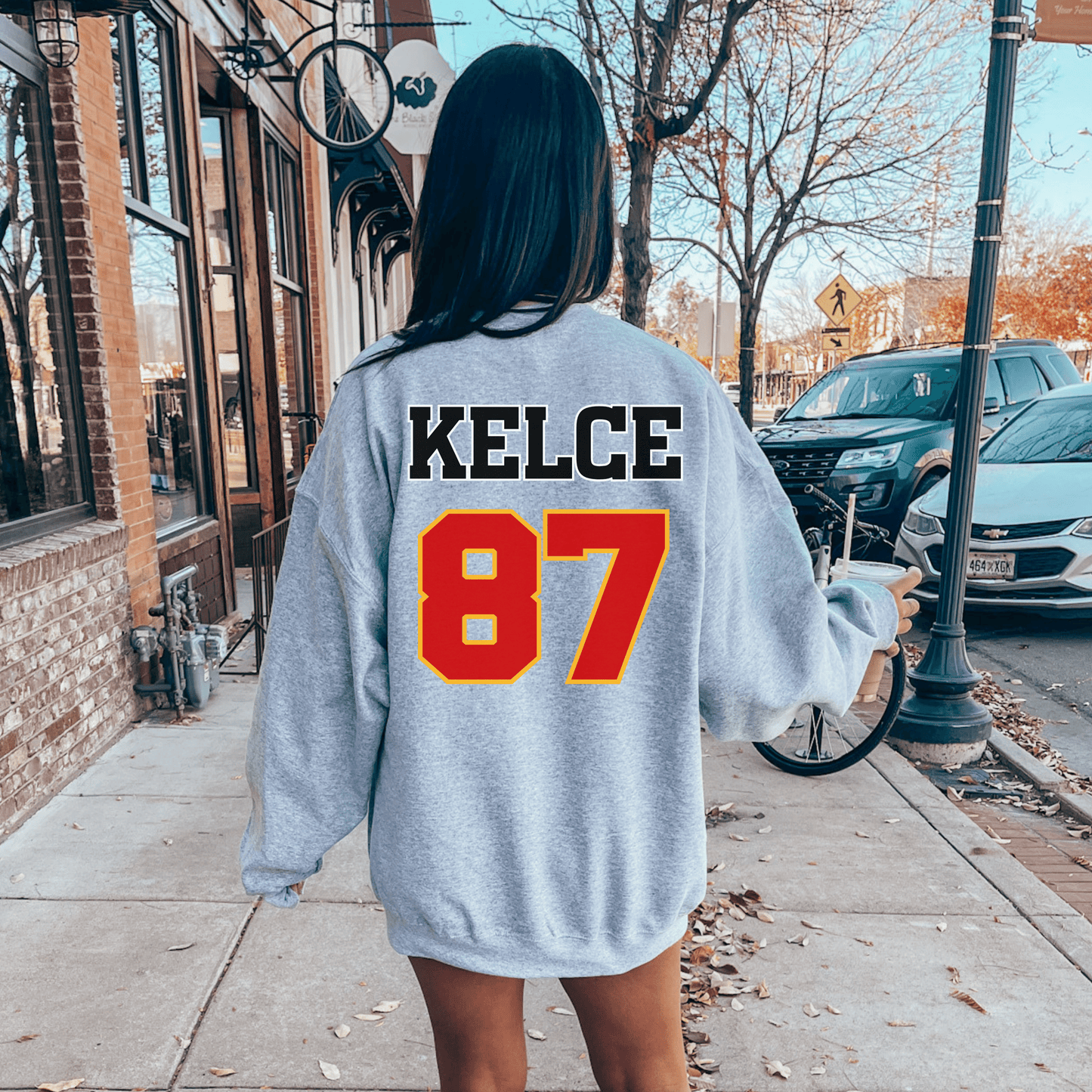 Only Here For Kelce Sweatshirt (FRONT AND BACK) - Happy Place Studio