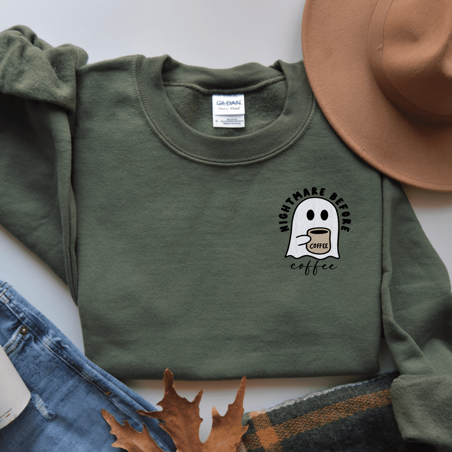 Embroidered Nightmare Before Coffee Sweatshirt - Happy Place Studio