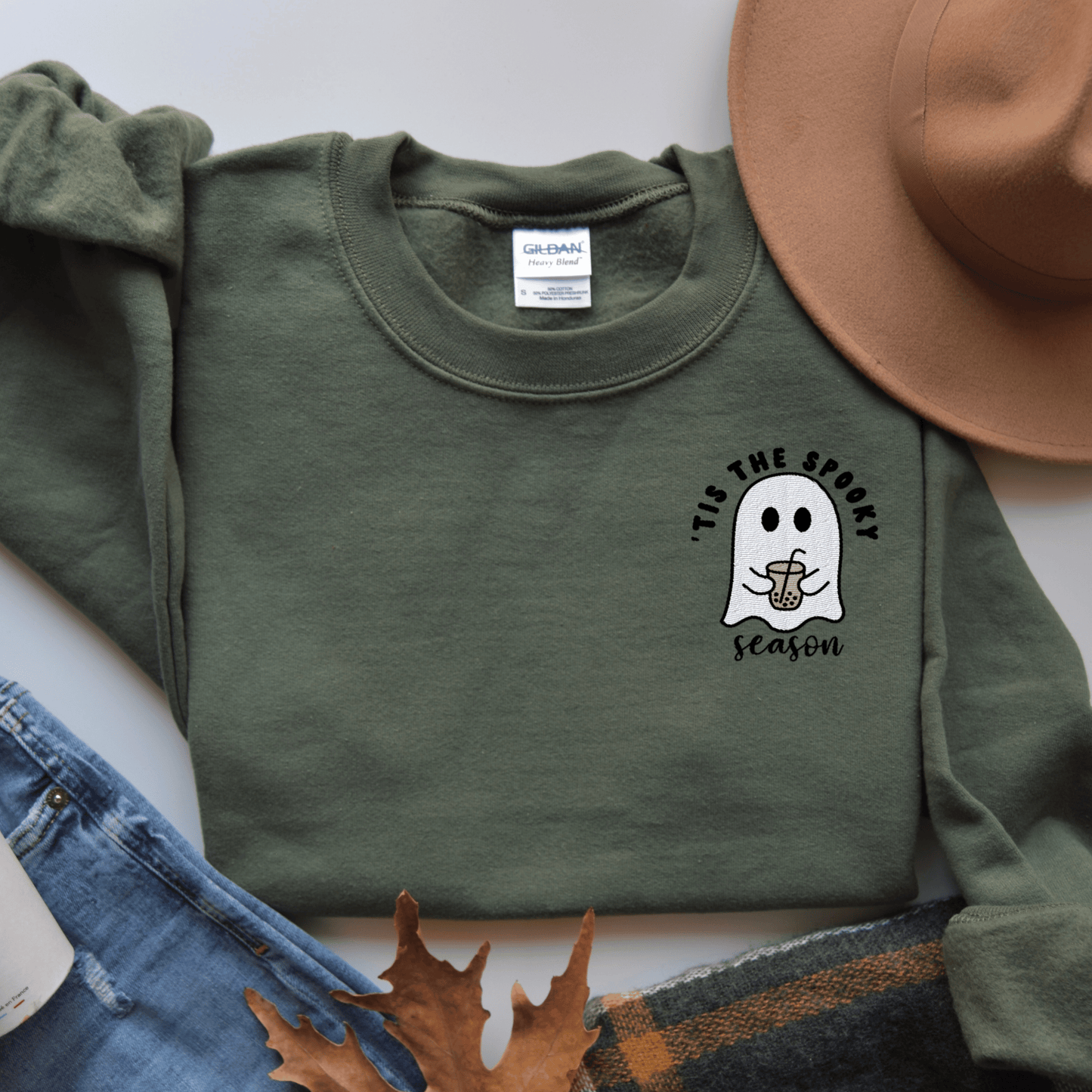 Embroidered 'Tis Spooky Season Iced Coffee Sweatshirt - Happy Place Studio