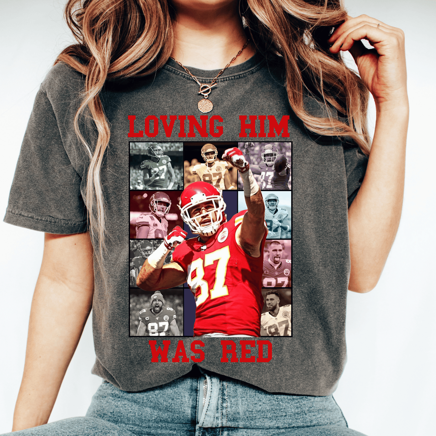 Comfort Colors Travis Kelce Loving Him Shirt - Happy Place Studio