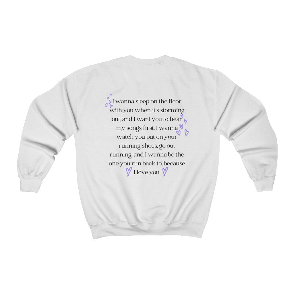 Purple Hearts Quote Crewneck Sweatshirt - They Said It Studio