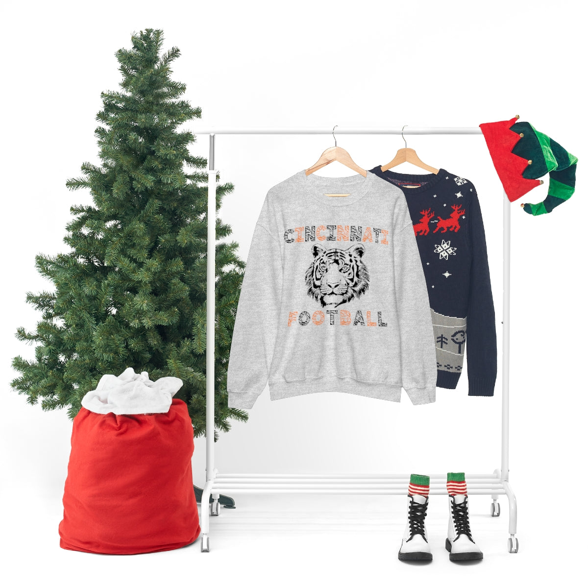 Cincinnati Football Tiger Stripes Crewneck Sweatshirt - Happy Place Studio