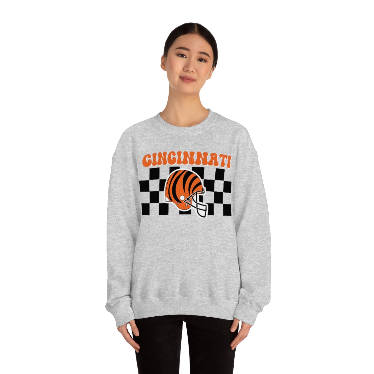 Checkered Cincinnati Crewneck Sweatshirt - Happy Place Studio