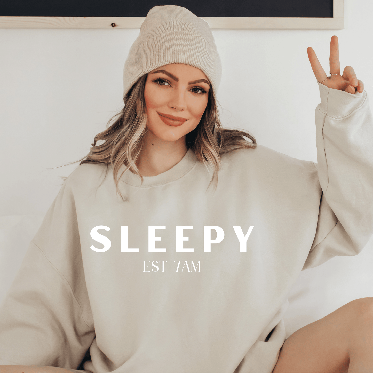 Sleepy White Lettering Crewneck Sweatshirt - They Said It Studio