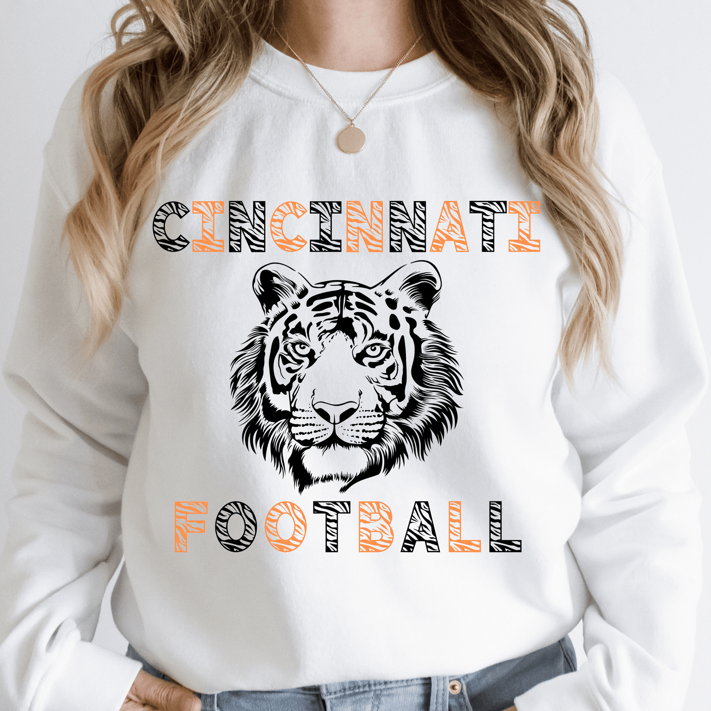 Cincinnati Football Tiger Stripes Crewneck Sweatshirt - Happy Place Studio