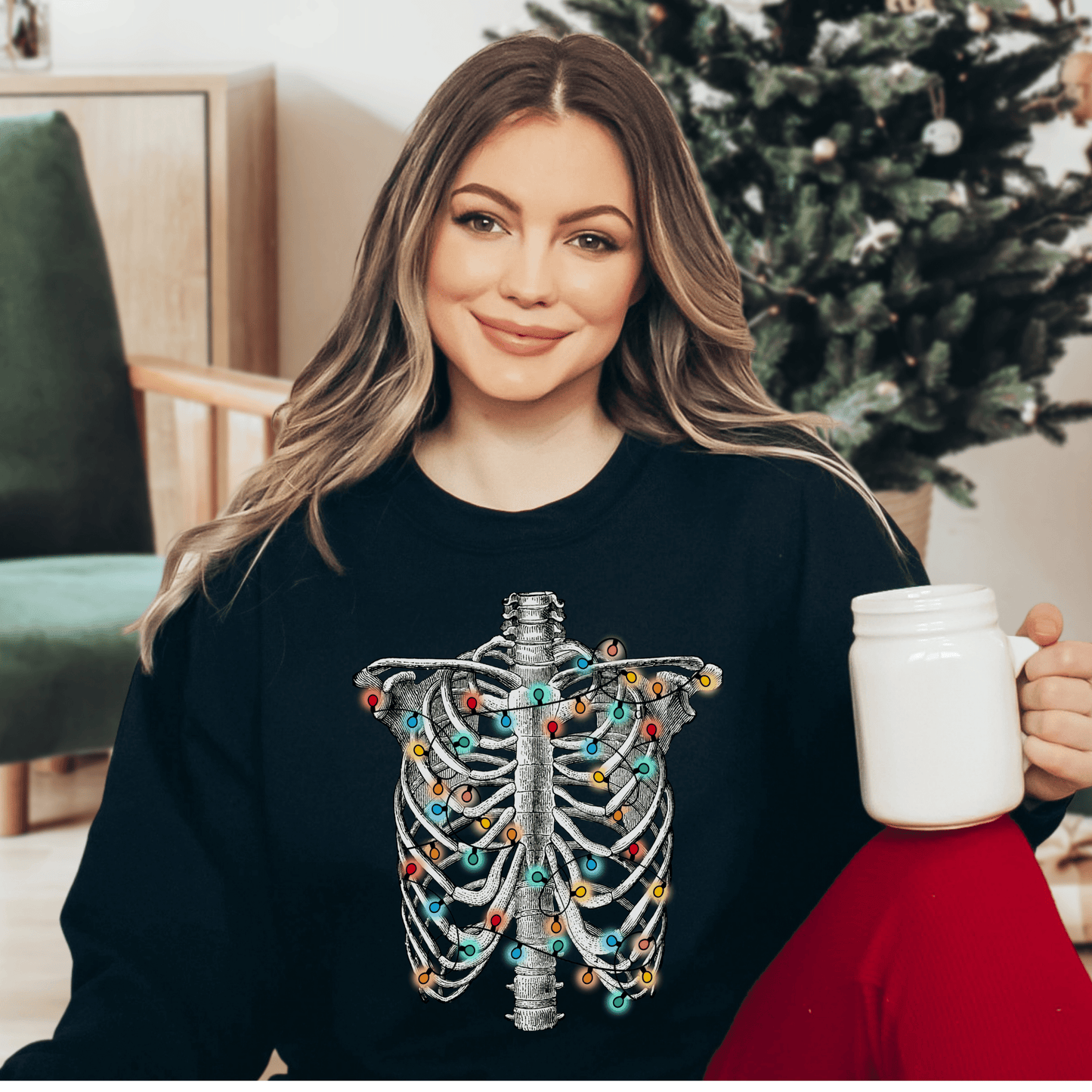 Christmas Ribcage Sweatshirt - Happy Place Studio