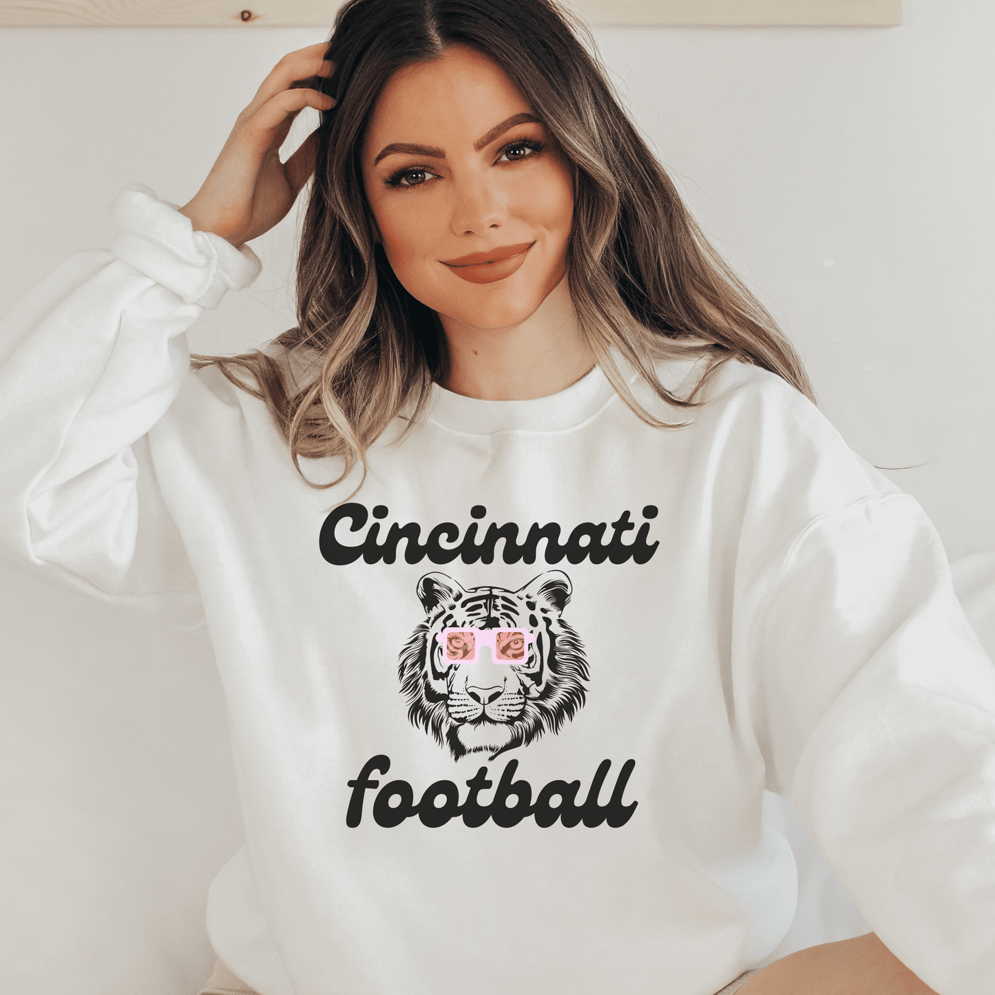 Cincinnati Football Tiger Crewneck Sweatshirt - Happy Place Studio