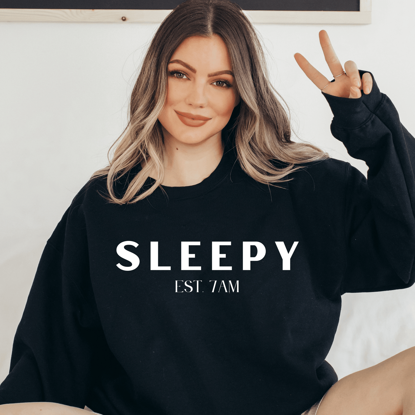 Sleepy White Lettering Crewneck Sweatshirt - They Said It Studio