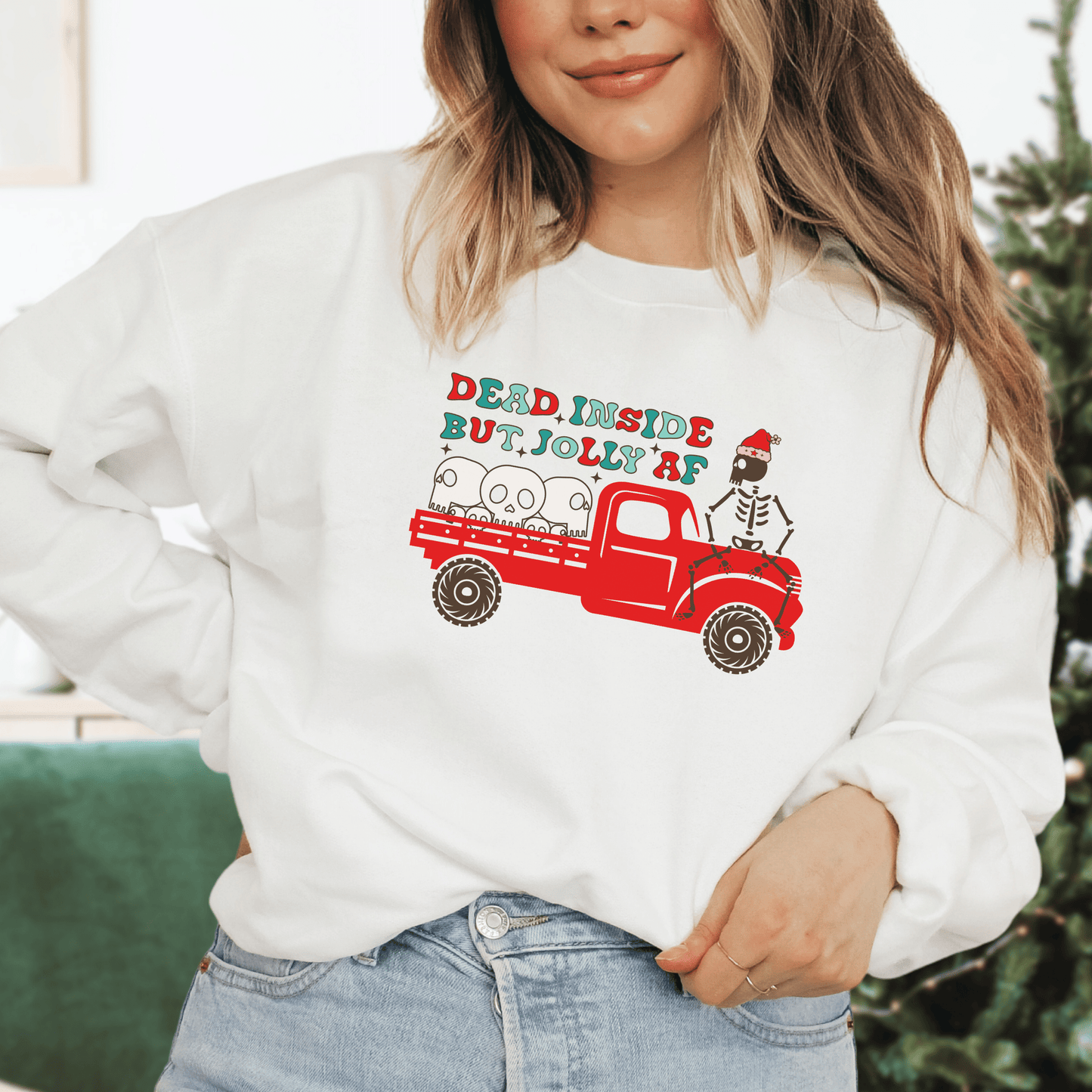 Dead Inside, but Jolly Sweatshirt - Happy Place Studio