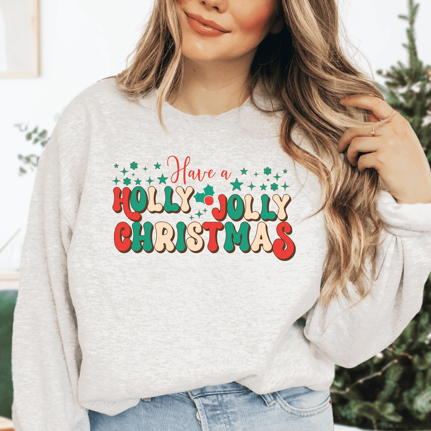 Holly Jolly Christmas Sweatshirt - Happy Place Studio