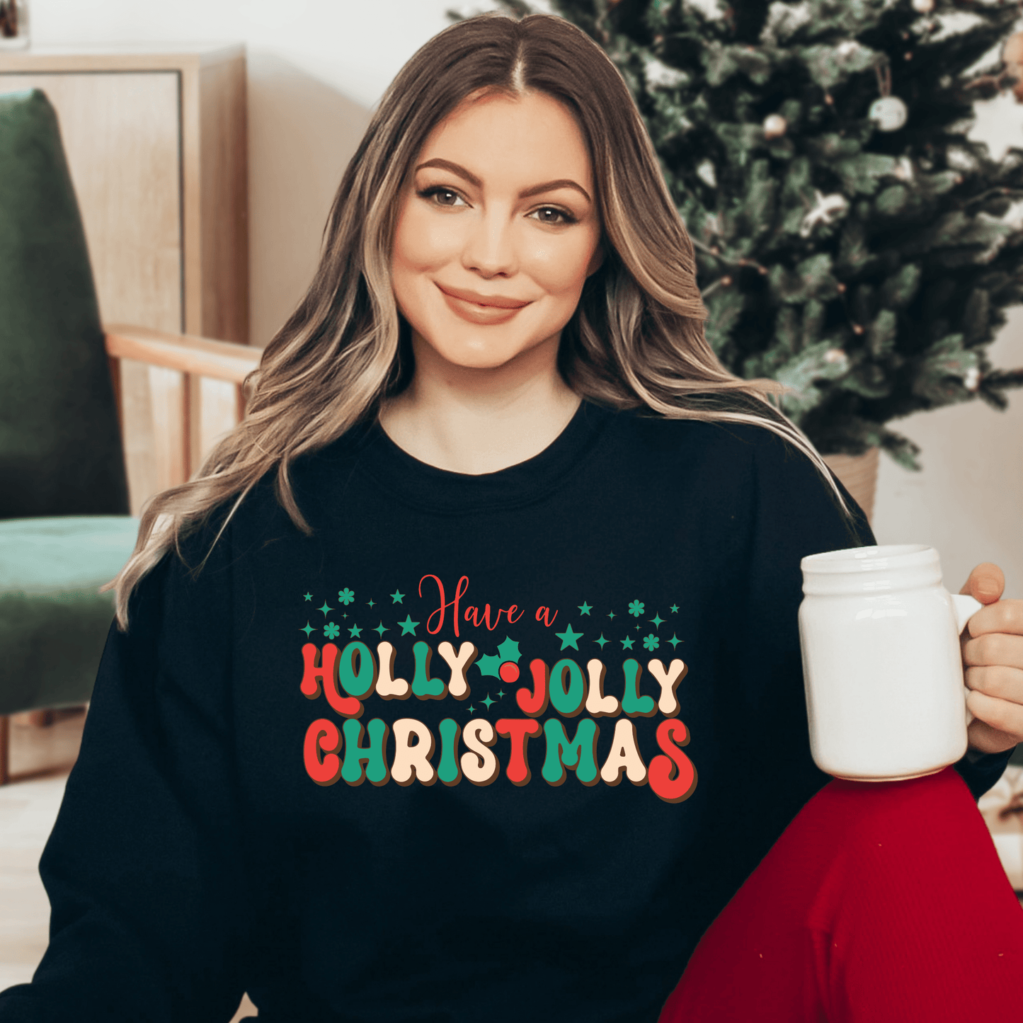 Holly Jolly Christmas Sweatshirt - Happy Place Studio