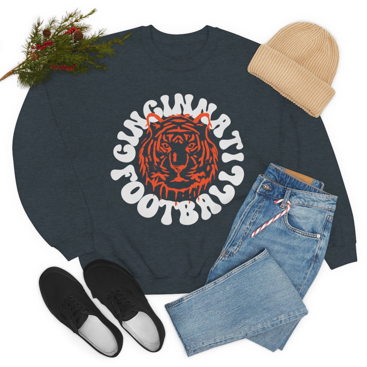 Retro Cincinnati Football Crewneck Sweatshirt - Happy Place Studio