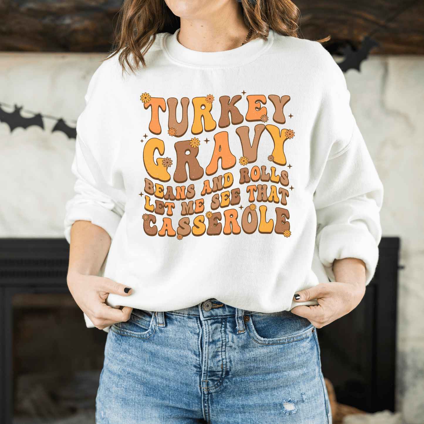 Turkey, Gravy, Beans, and Rolls Crewneck Sweatshirt - Happy Place Studio