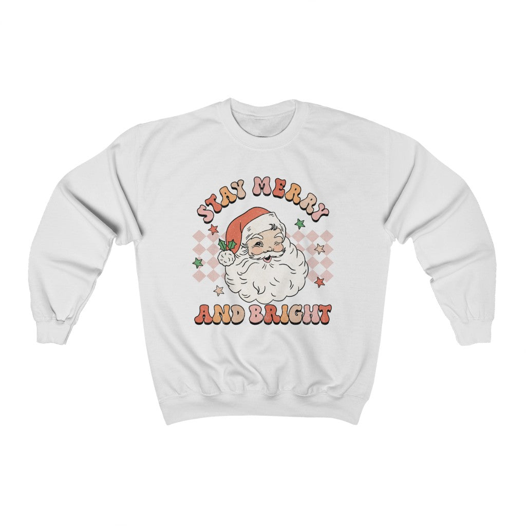 Retro Stay Merry and Bright Christmas Sweatshirt - Happy Place Studio