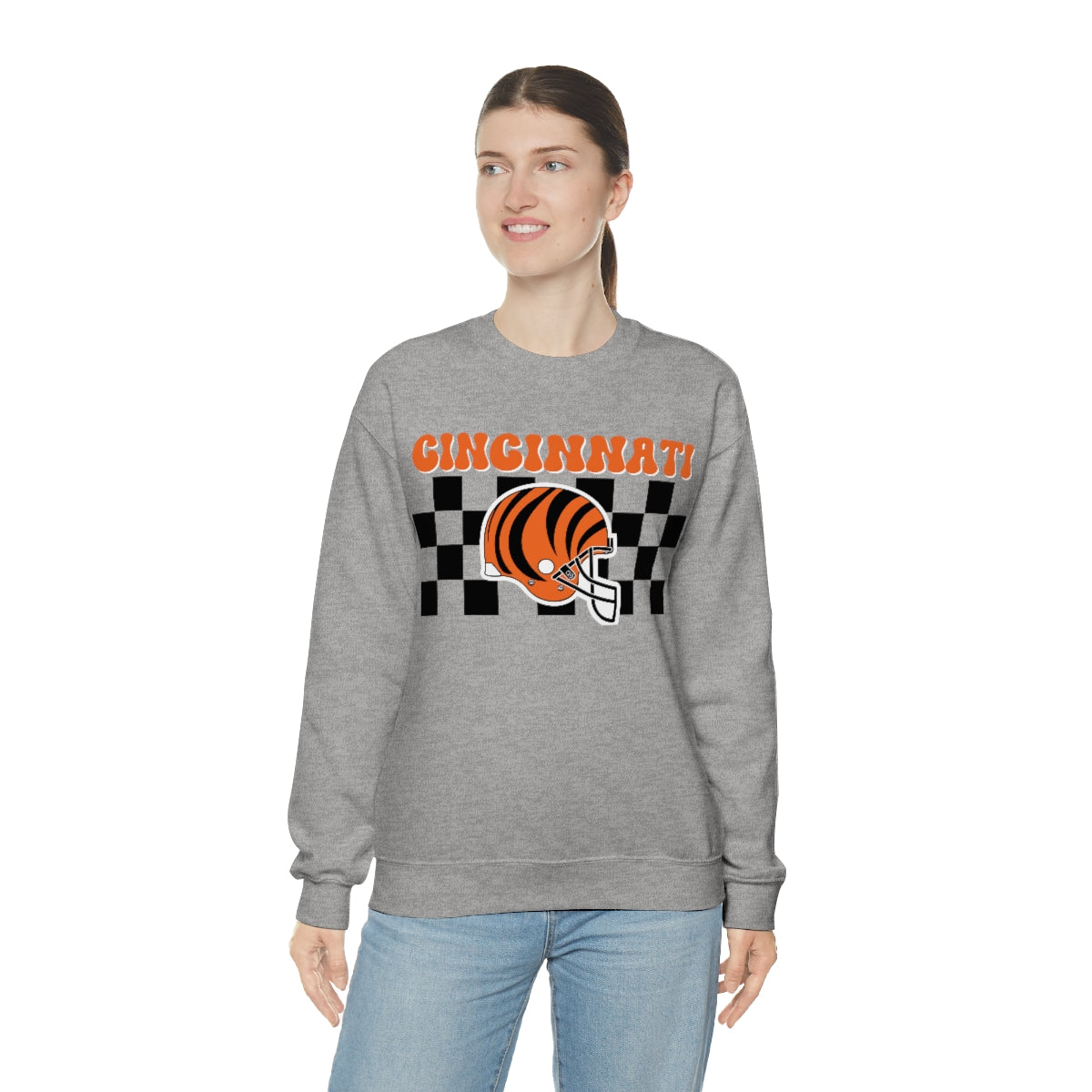 Checkered Cincinnati Crewneck Sweatshirt - Happy Place Studio
