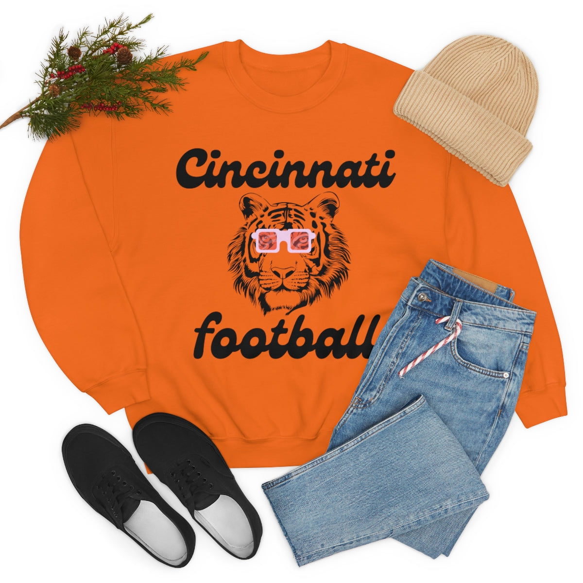 Cincinnati Football Tiger Crewneck Sweatshirt - Happy Place Studio