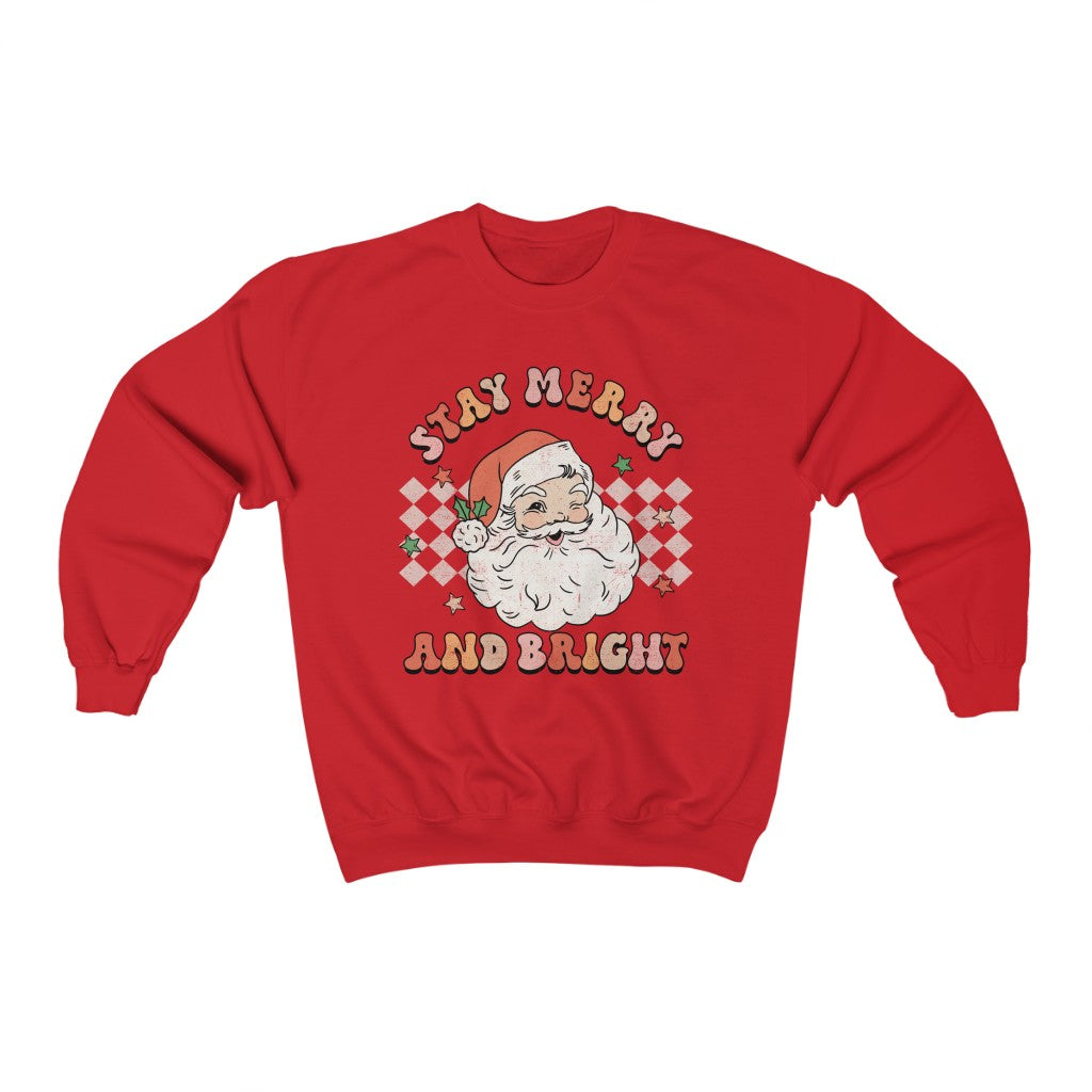 Retro Stay Merry and Bright Christmas Sweatshirt - Happy Place Studio