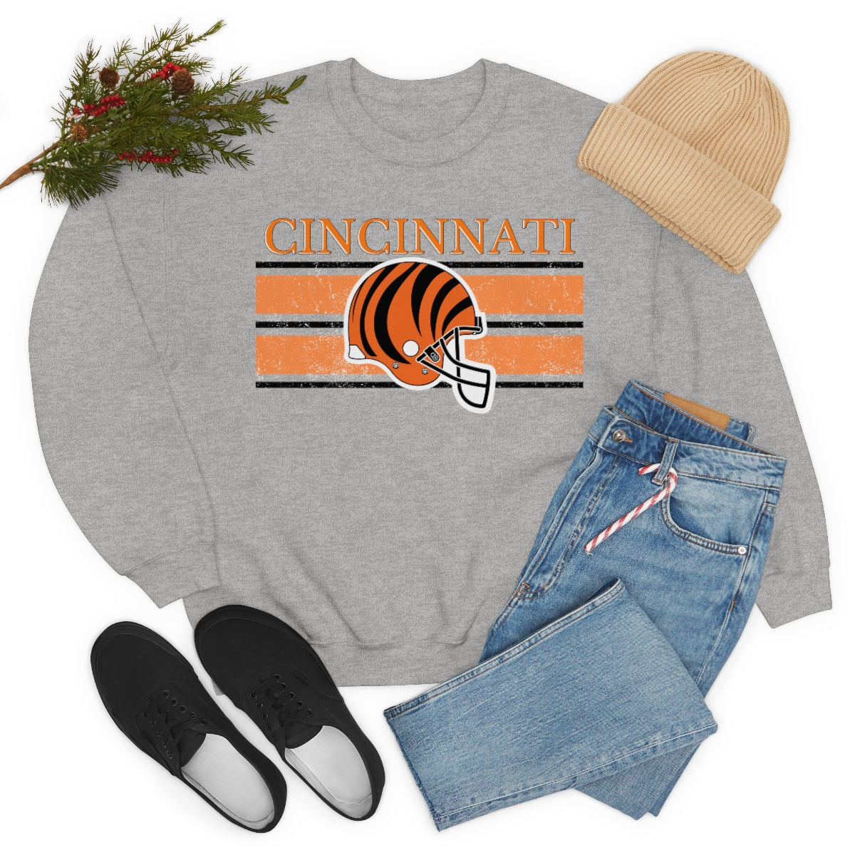 Vintage Cincinnati Orange Crewneck Sweatshirt - Happy Place Studio