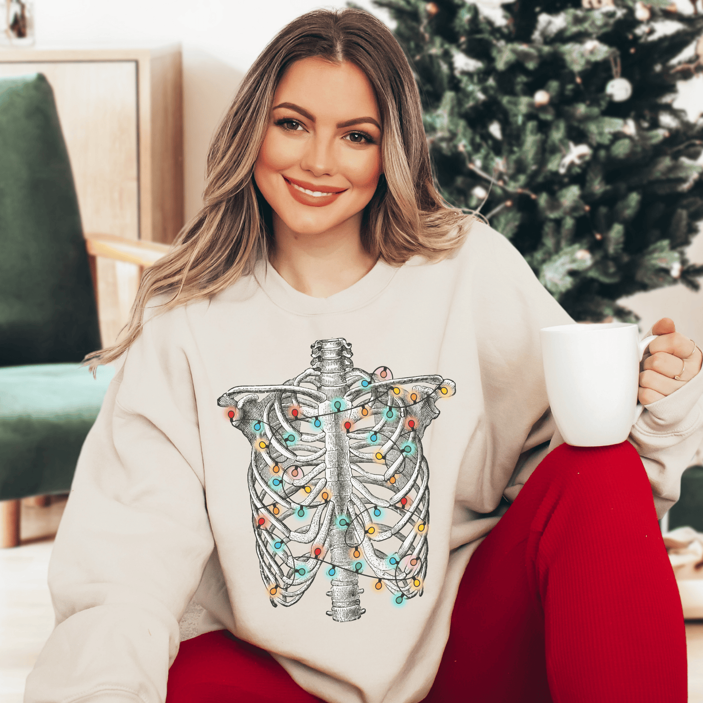 Christmas Ribcage Sweatshirt - Happy Place Studio