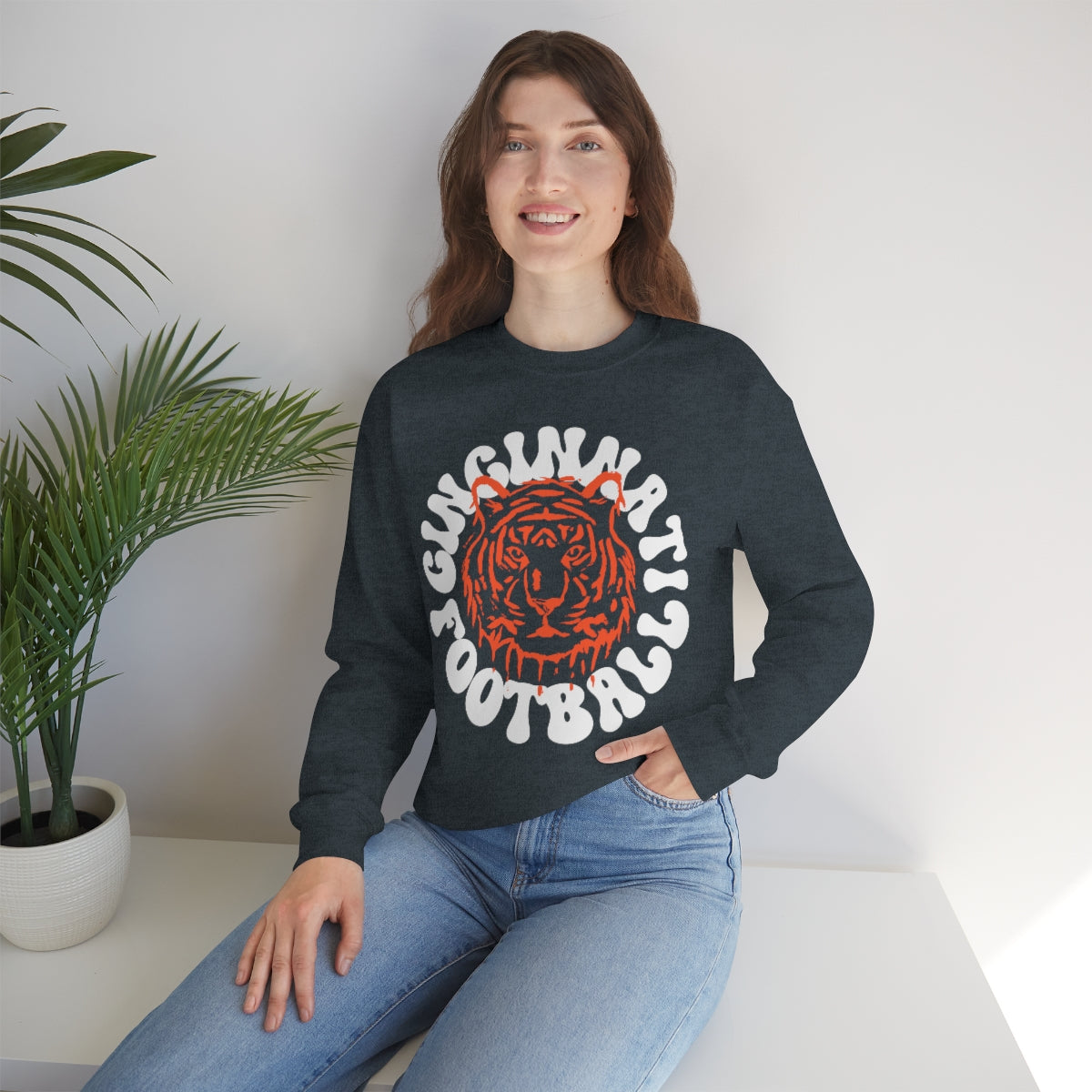 Retro Cincinnati Football Crewneck Sweatshirt - Happy Place Studio