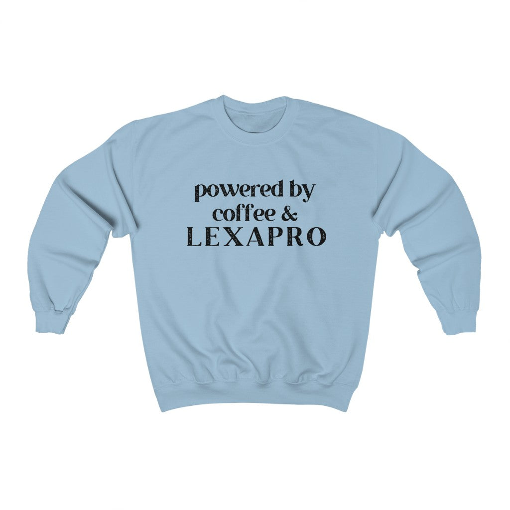 Powered By Coffee & Lexapro Crewneck - Happy Place Studio