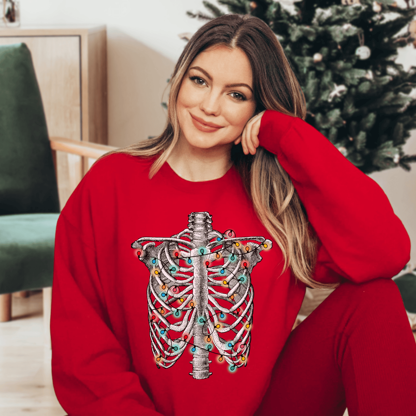 Christmas Ribcage Sweatshirt - Happy Place Studio