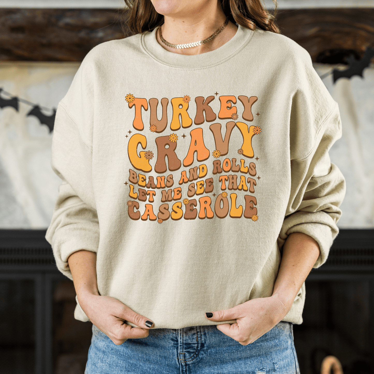 Turkey, Gravy, Beans, and Rolls Crewneck Sweatshirt - Happy Place Studio