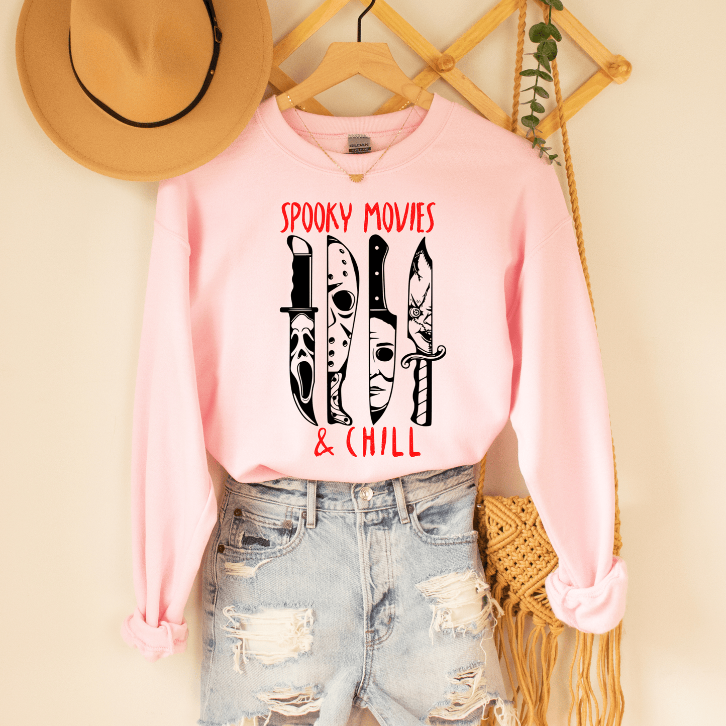 Spooky Movies & Chill Halloween Crewneck - Happy Place Studio