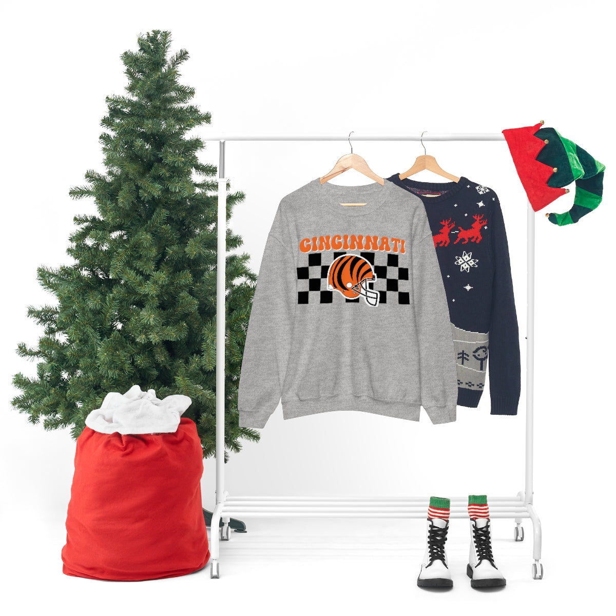 Checkered Cincinnati Crewneck Sweatshirt - Happy Place Studio