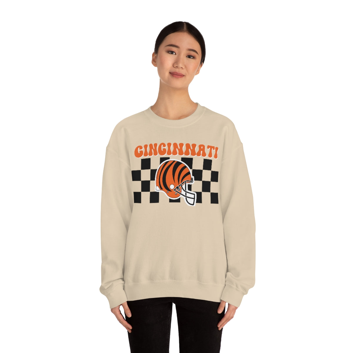 Checkered Cincinnati Crewneck Sweatshirt - Happy Place Studio
