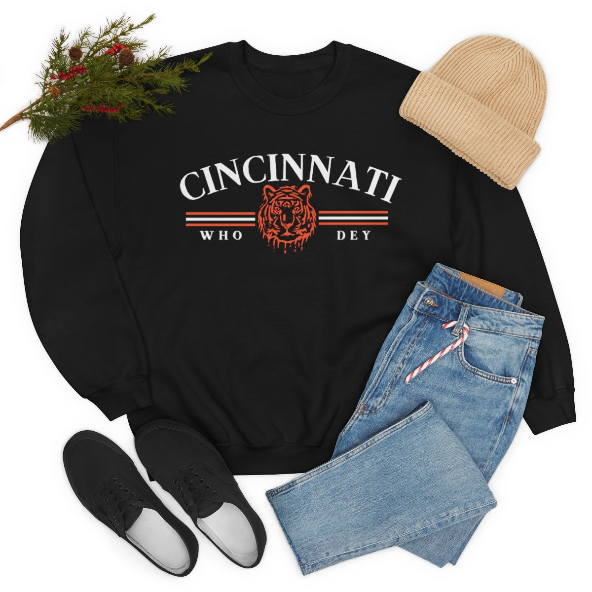 Vintage Cincinnati Who Dey Crewneck Sweatshirt - Happy Place Studio