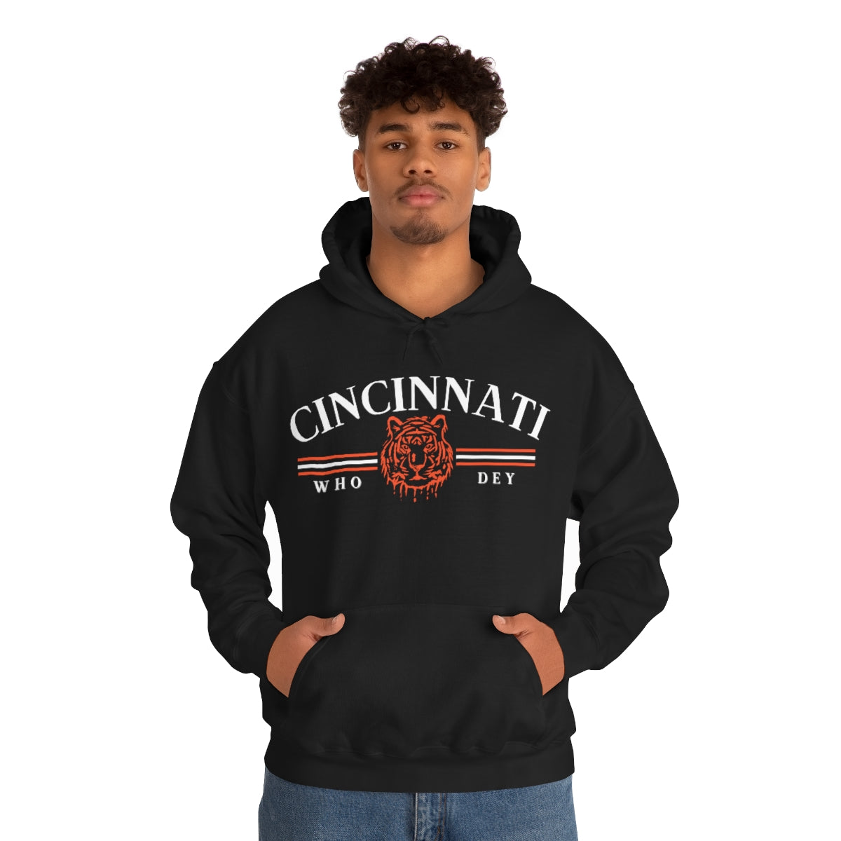 Vintage Style Cincinnati Who Dey Hoodie Sweatshirt - Happy Place Studio