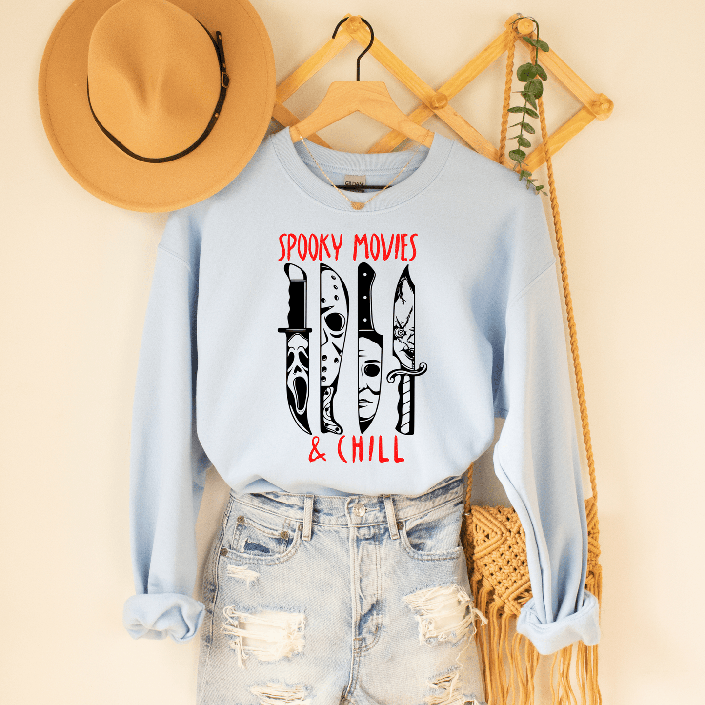 Spooky Movies & Chill Halloween Crewneck - Happy Place Studio