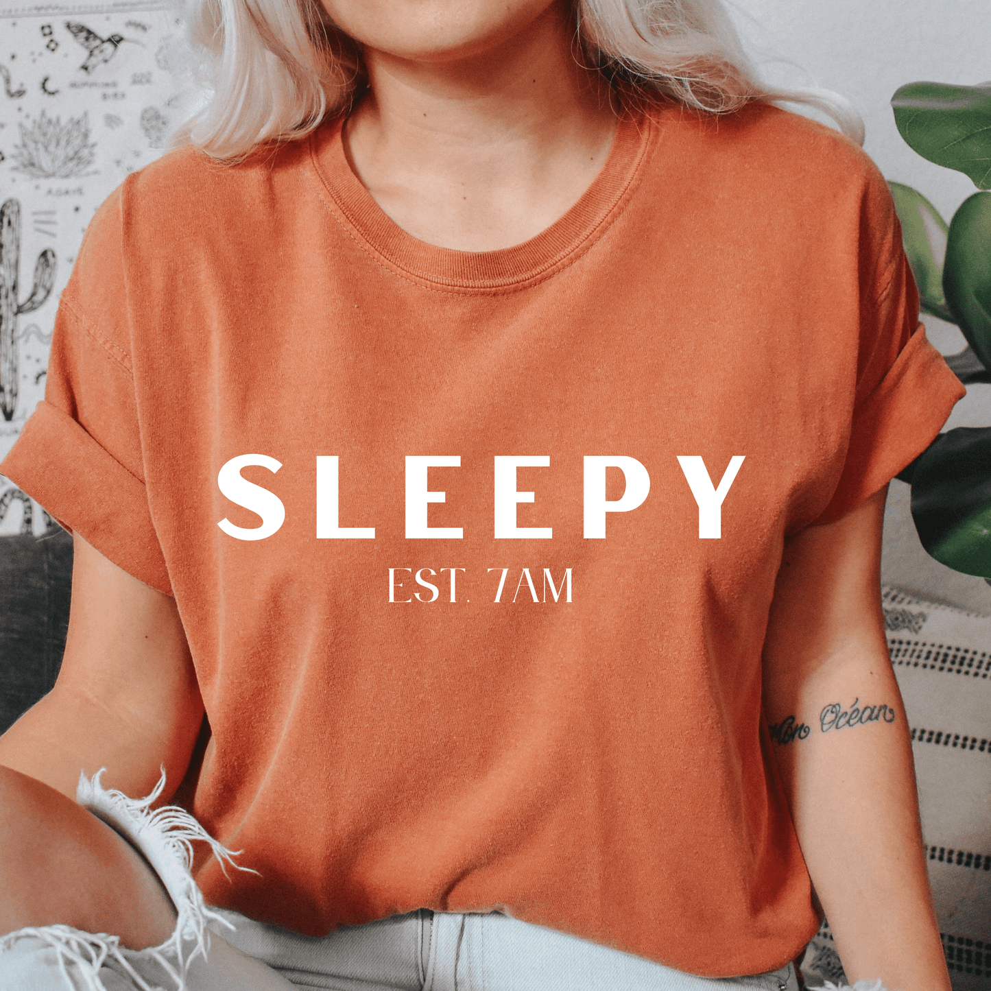 Sleepy White Lettering Tshirt - They Said It Studio