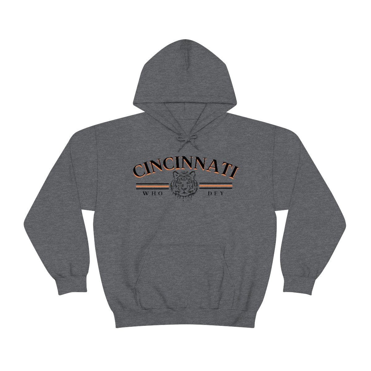 Black Lettering Vintage Style Cincinnati Who Dey Hoodie Sweatshirt - Happy Place Studio