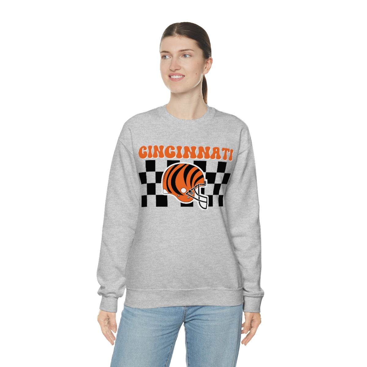 Checkered Cincinnati Crewneck Sweatshirt - Happy Place Studio