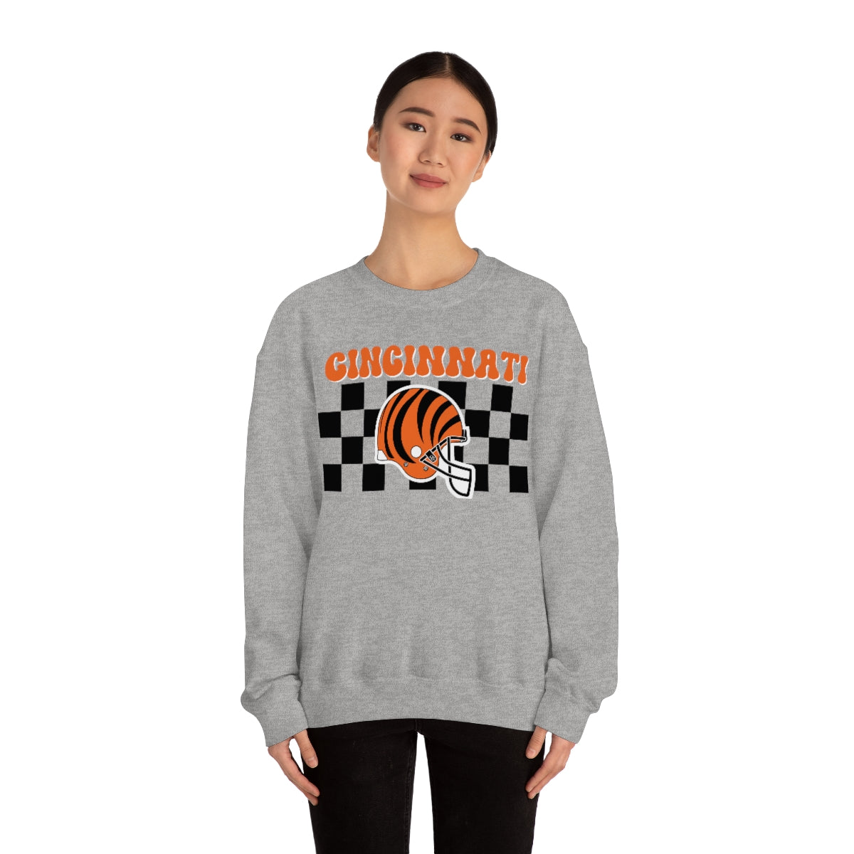 Checkered Cincinnati Crewneck Sweatshirt - Happy Place Studio