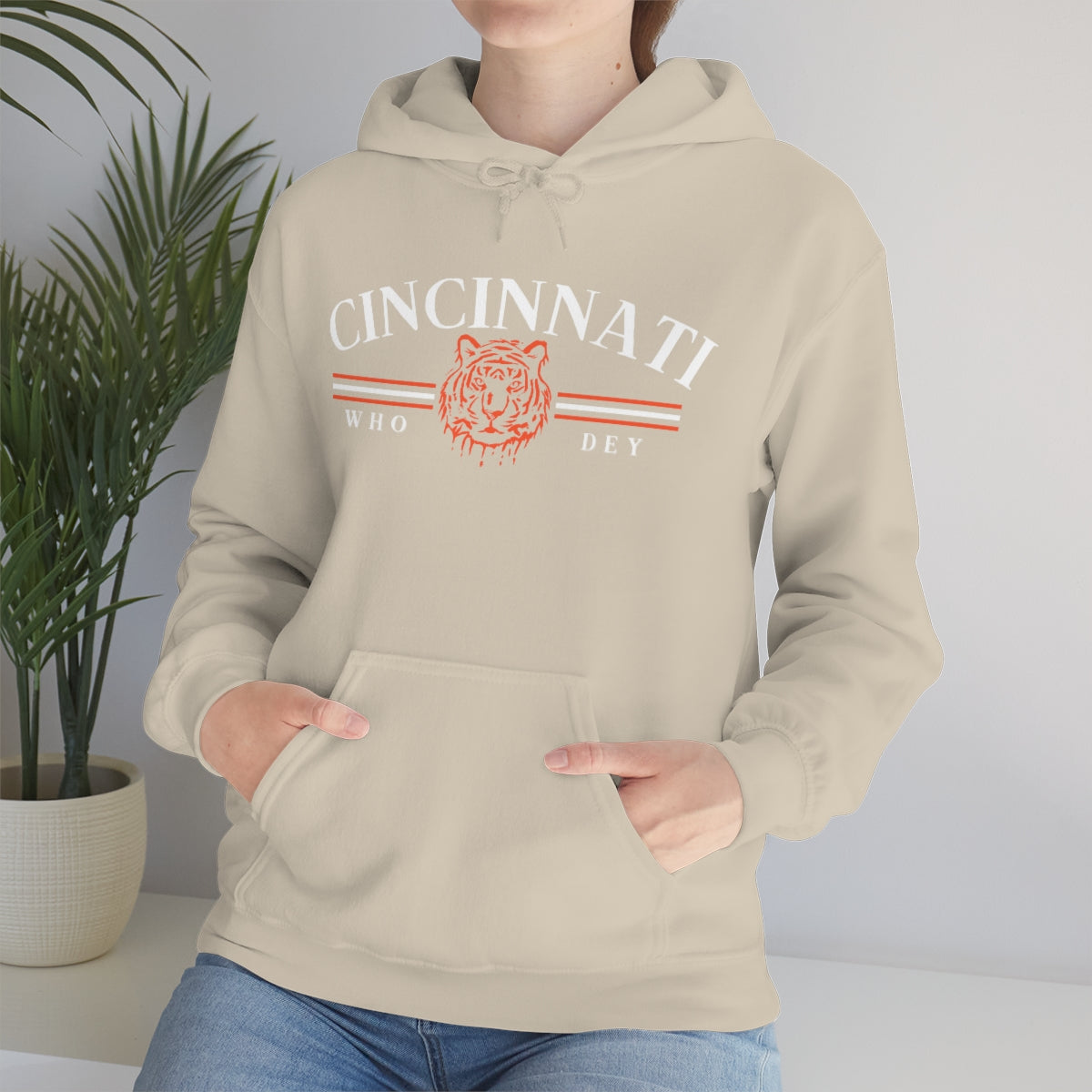 Vintage Style Cincinnati Who Dey Hoodie Sweatshirt - Happy Place Studio