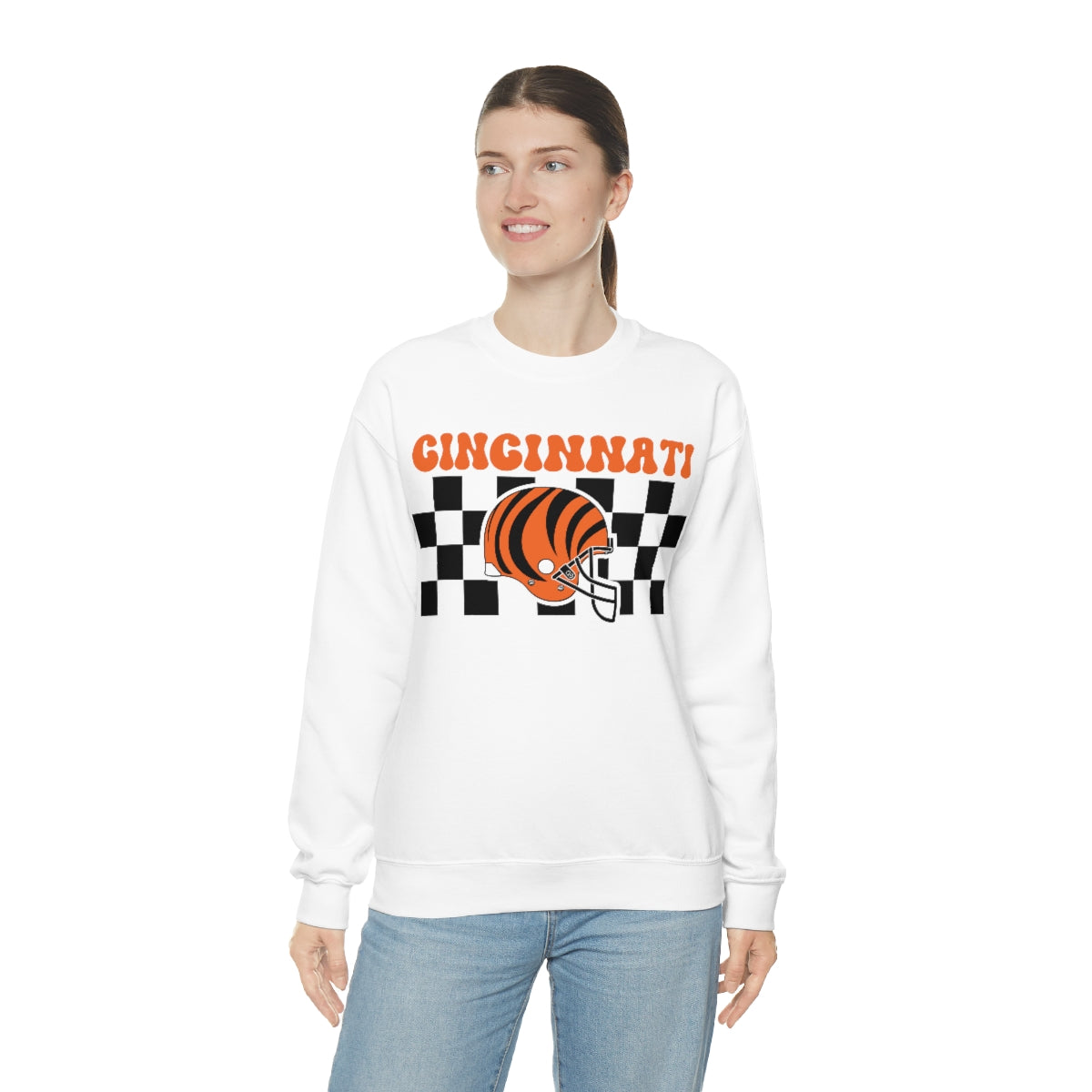 Checkered Cincinnati Crewneck Sweatshirt - Happy Place Studio