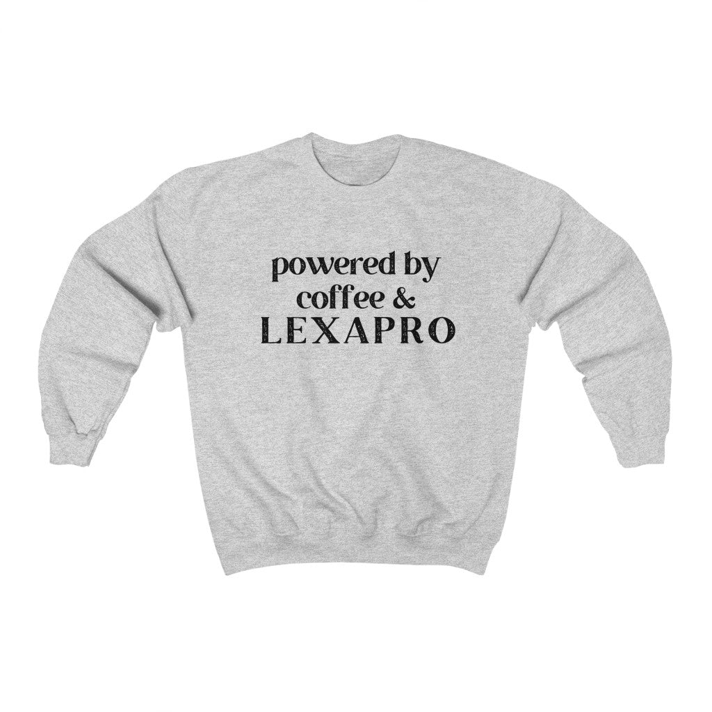 Powered By Coffee & Lexapro Crewneck - Happy Place Studio