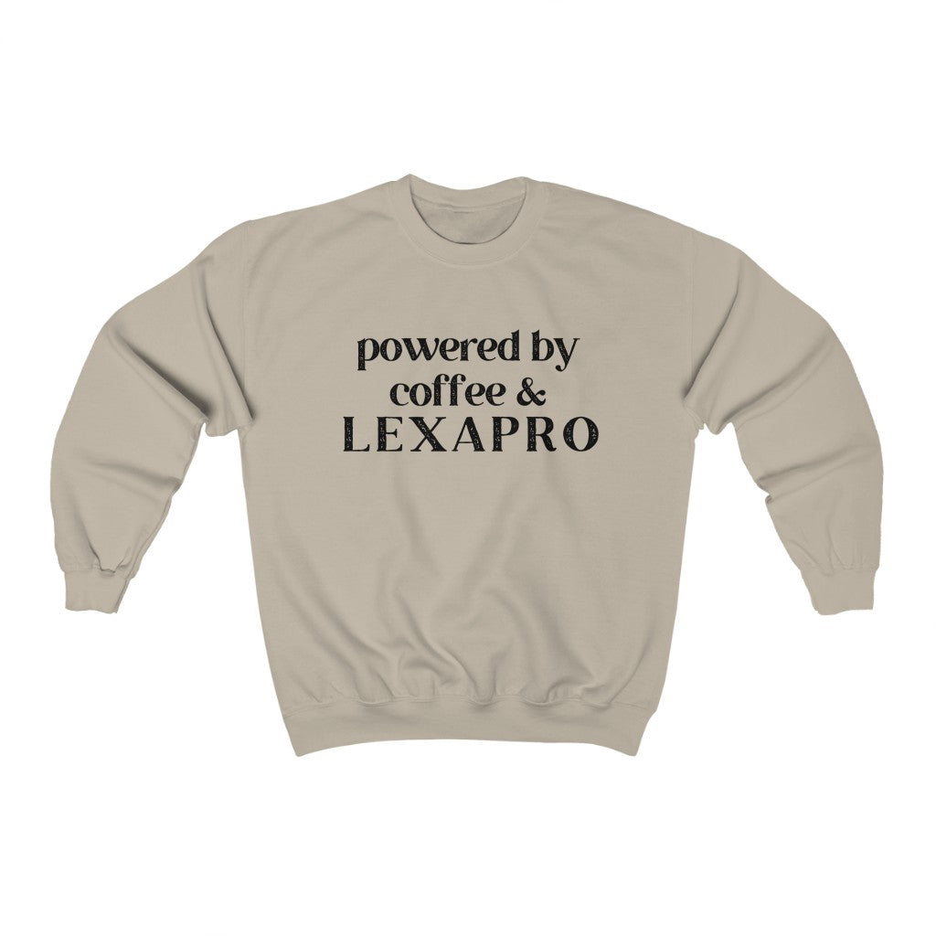 Powered By Coffee & Lexapro Crewneck - Happy Place Studio