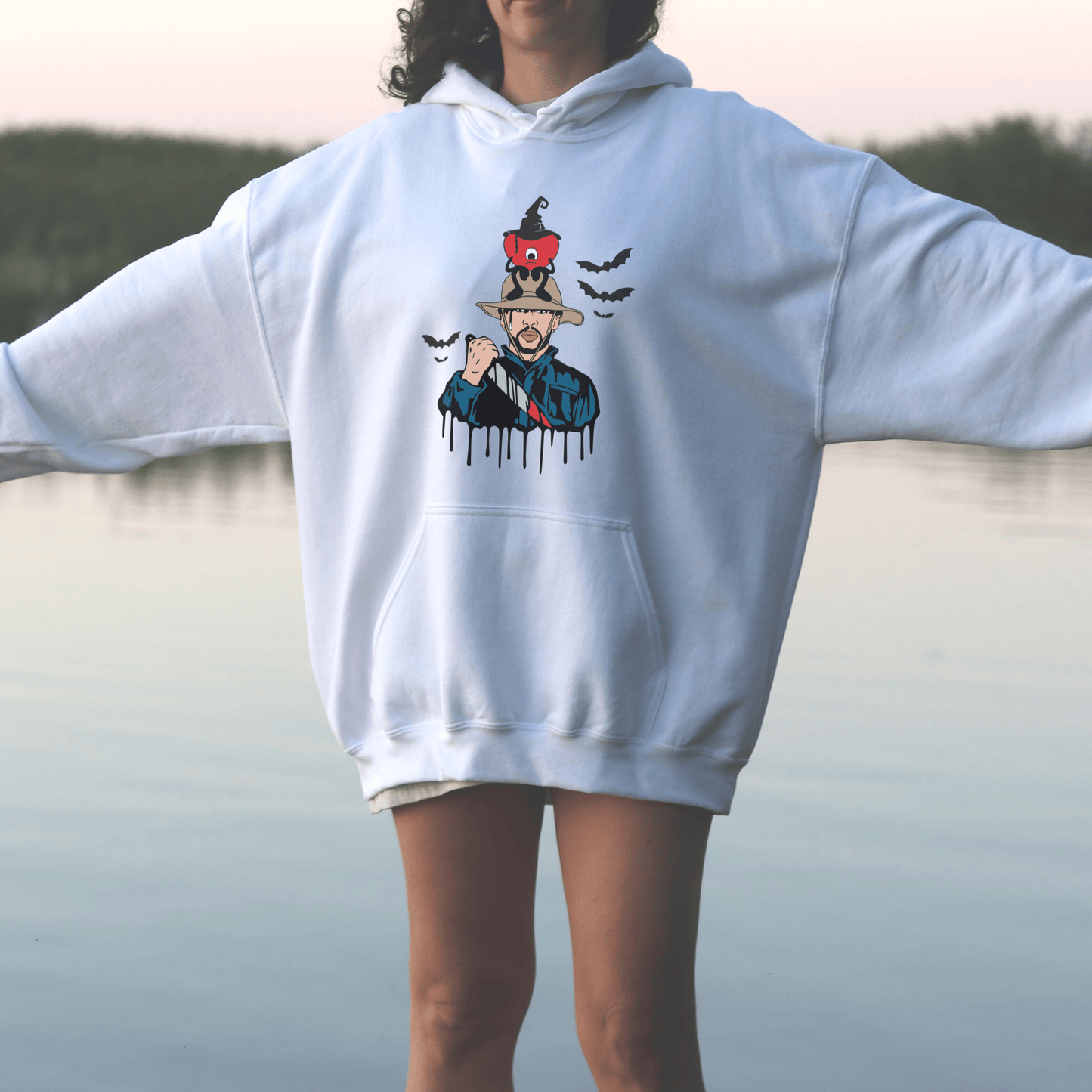 Bad Bunny Halloween Center Hoodie Sweatshirt - Happy Place Studio