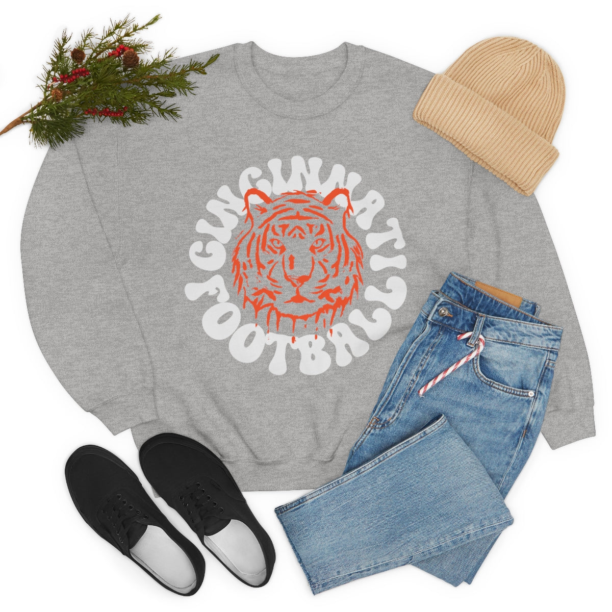 Retro Cincinnati Football Crewneck Sweatshirt - Happy Place Studio