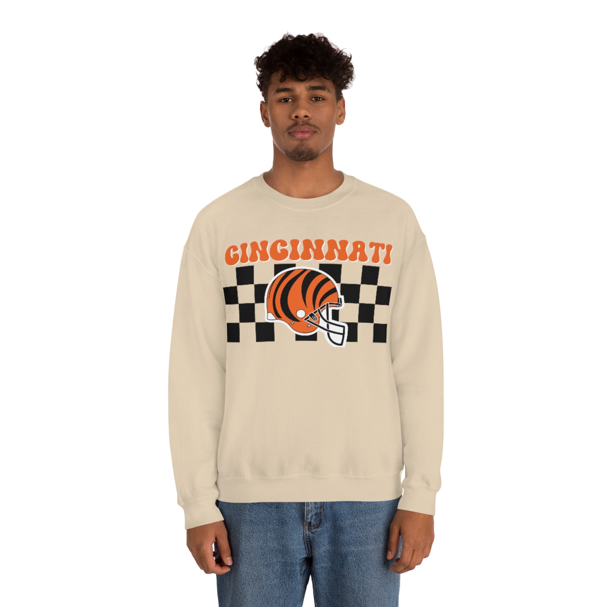 Checkered Cincinnati Crewneck Sweatshirt - Happy Place Studio