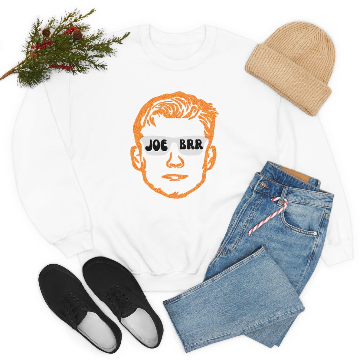 Joe Brr Orange Crewneck Sweatshirt - Happy Place Studio