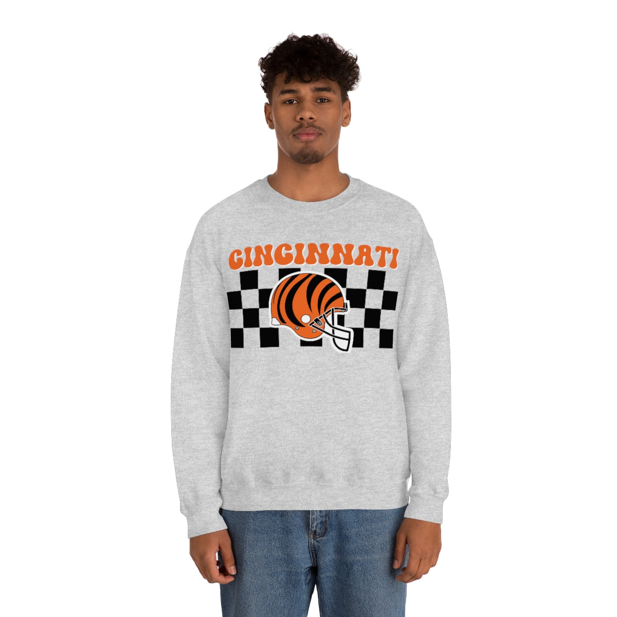 Checkered Cincinnati Crewneck Sweatshirt - Happy Place Studio