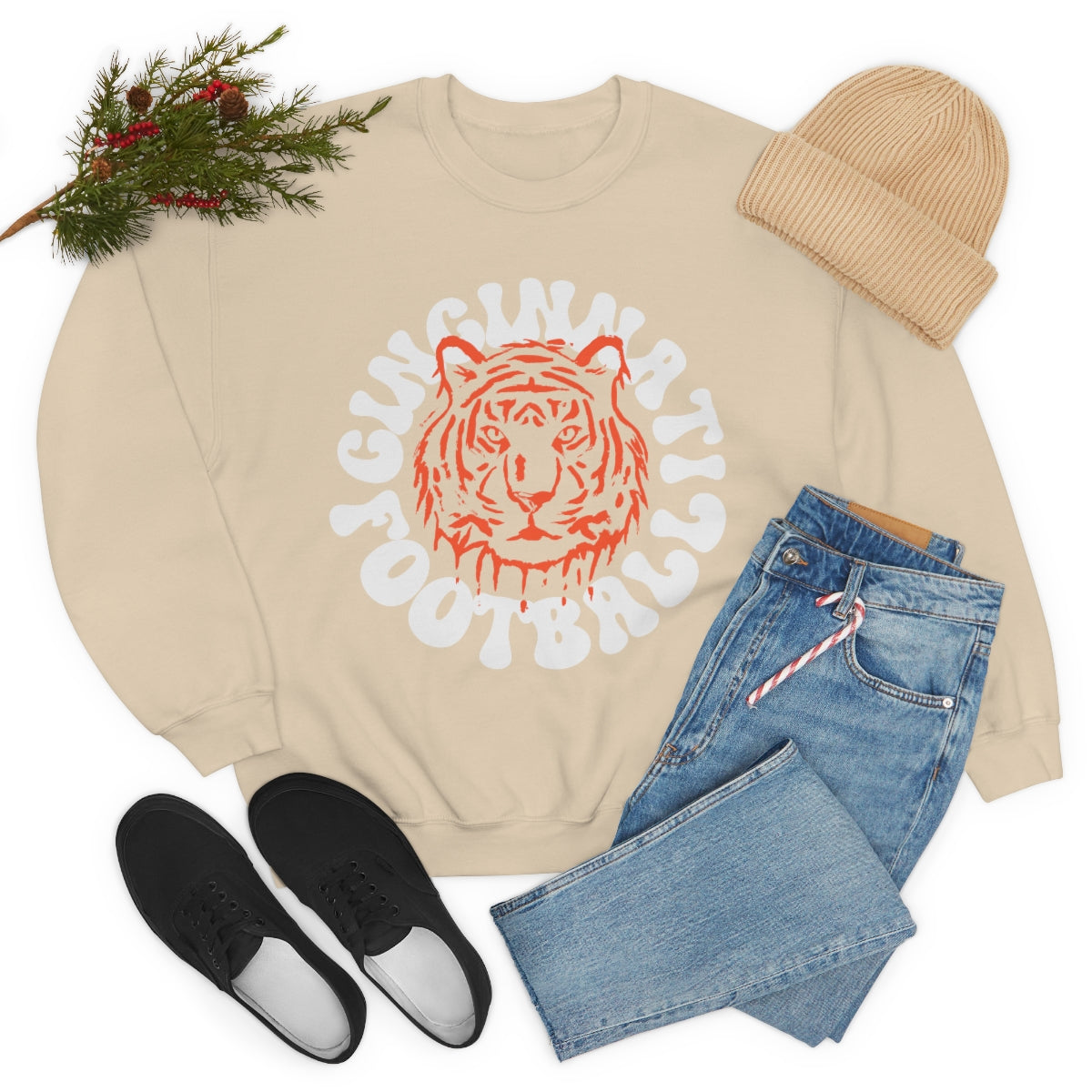 Retro Cincinnati Football Crewneck Sweatshirt - Happy Place Studio