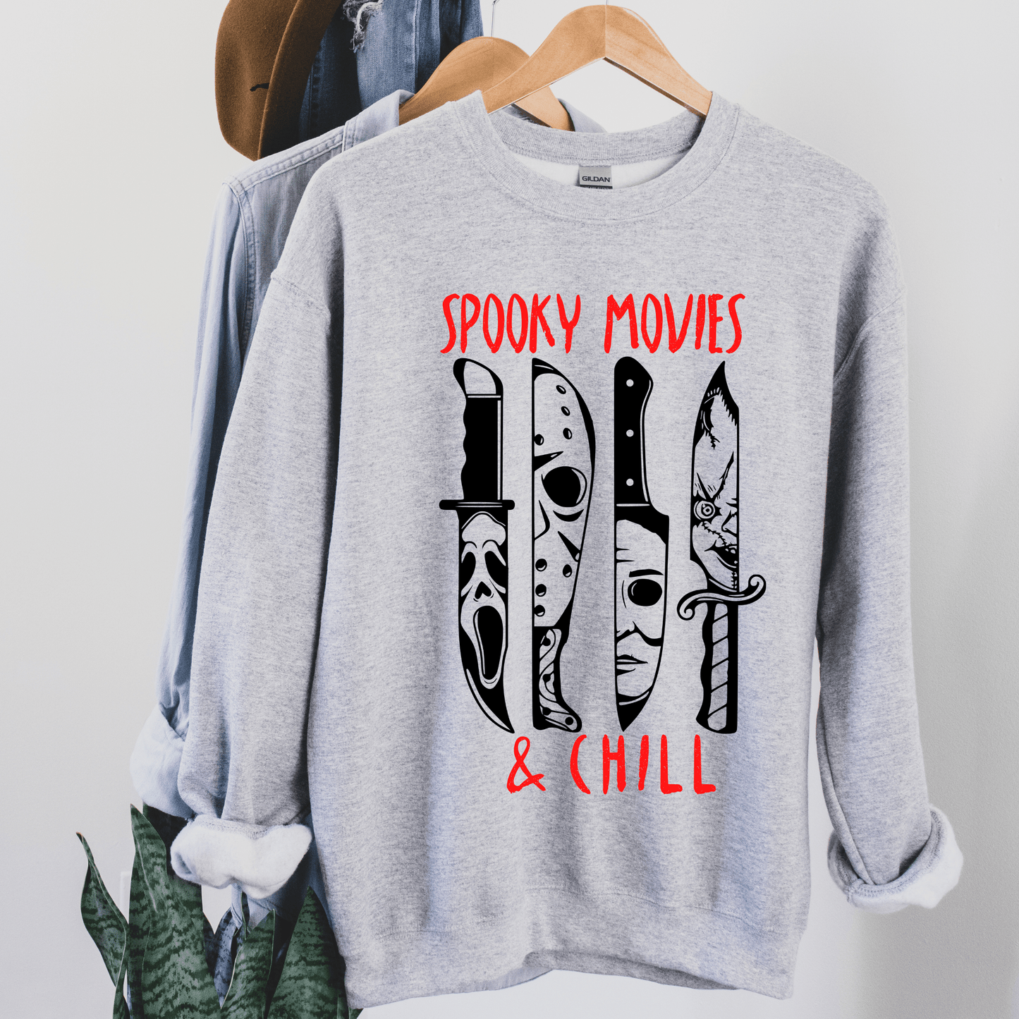 Spooky Movies & Chill Halloween Crewneck - Happy Place Studio