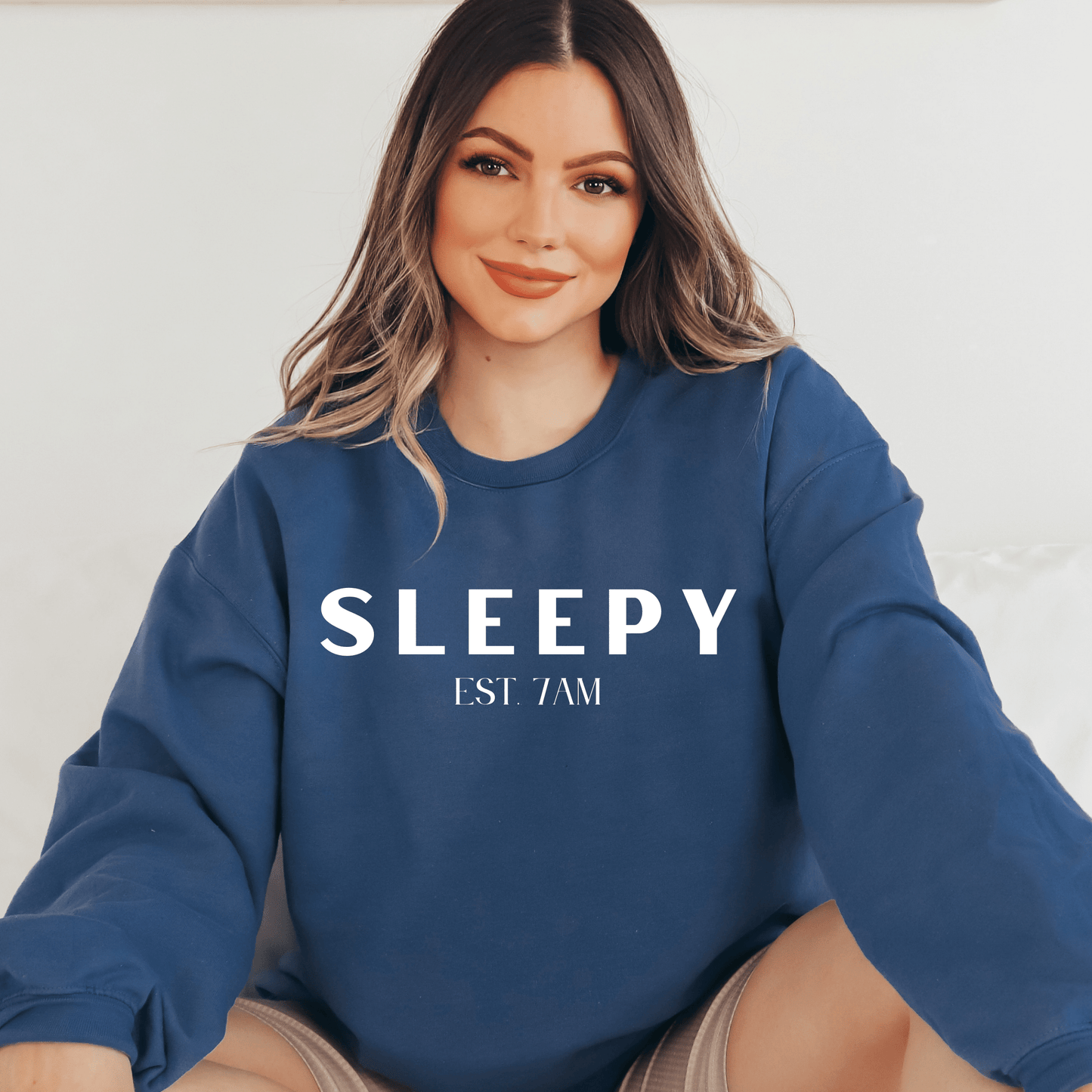 Sleepy White Lettering Crewneck Sweatshirt - They Said It Studio